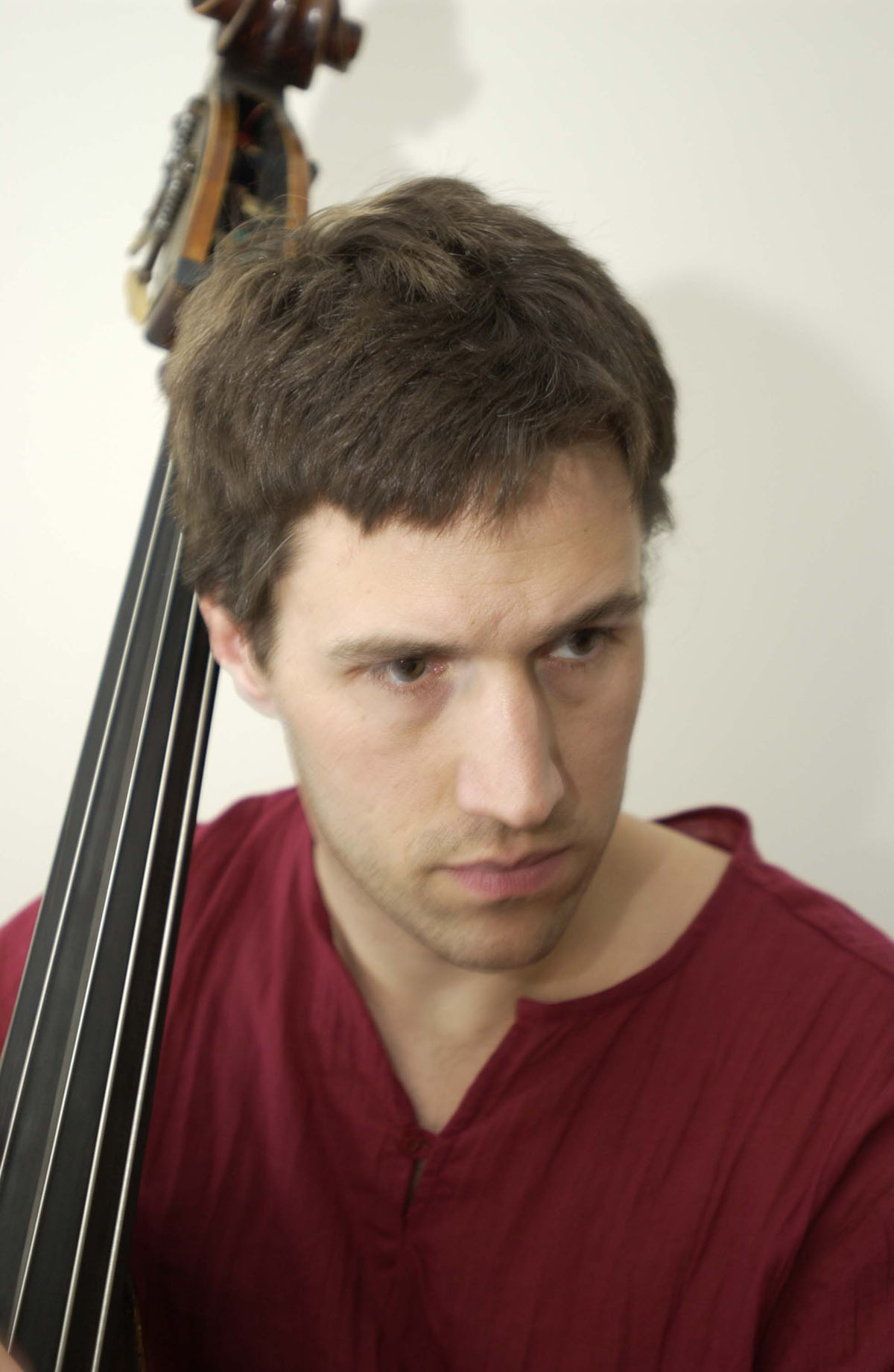 Joshua Davis with his upright bass.