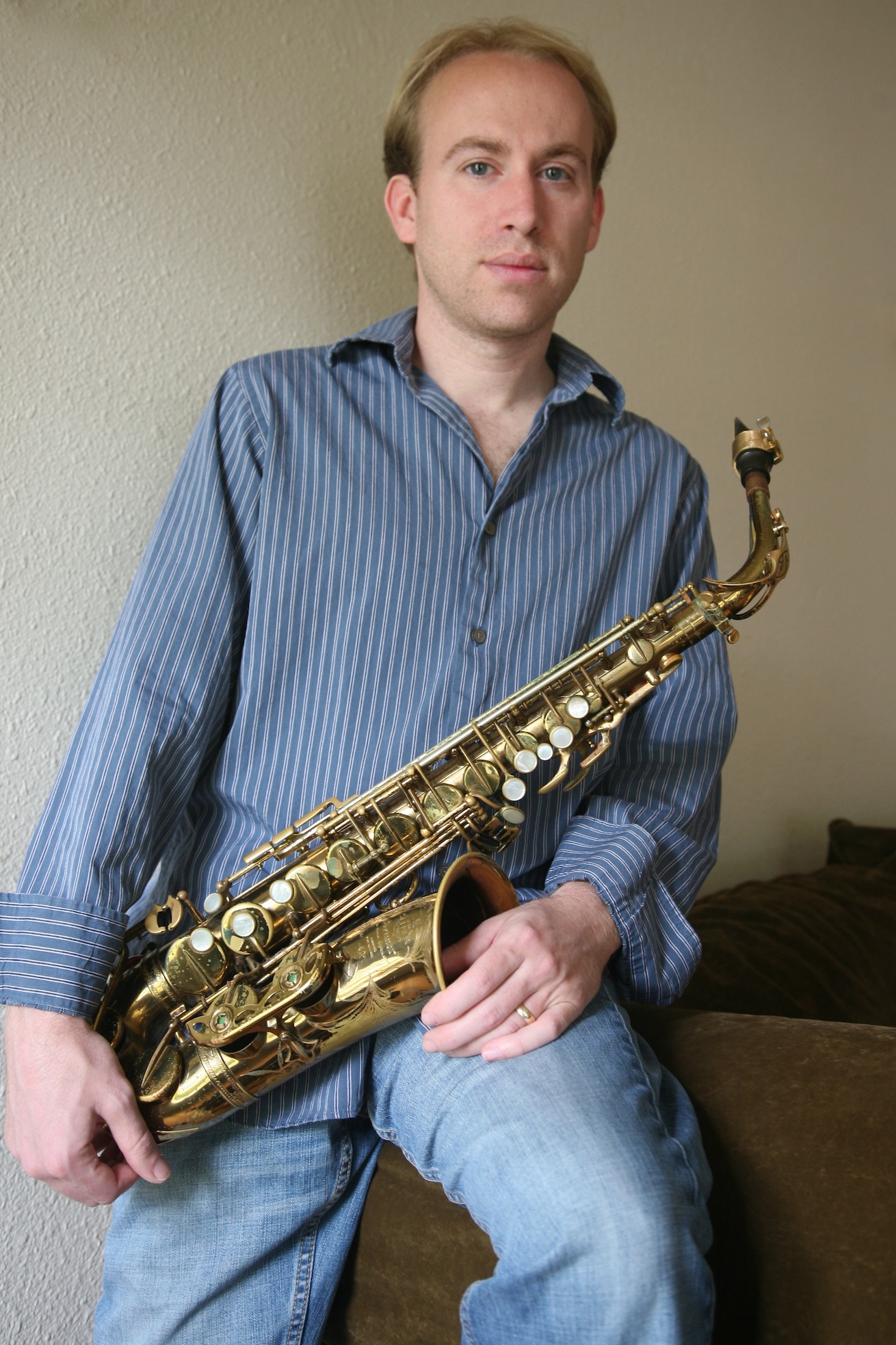 Jason Goldman with his saxophone.